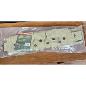 Fox Cargo 10-Pocket Snap Cartridge Belt Adjustable Khaki Gun Ammo Magazine NEW